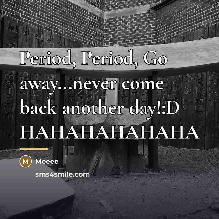 “Period, Period, Go away...never come back another day!:D HAHAHAHAHAHA…” quote by Meeee
