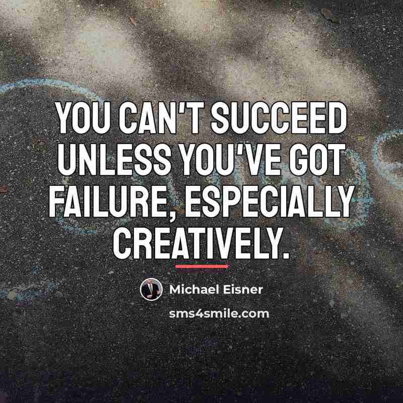 “You can't succeed unless you've got failure, especially creatively.…” quote by Michael Eisner