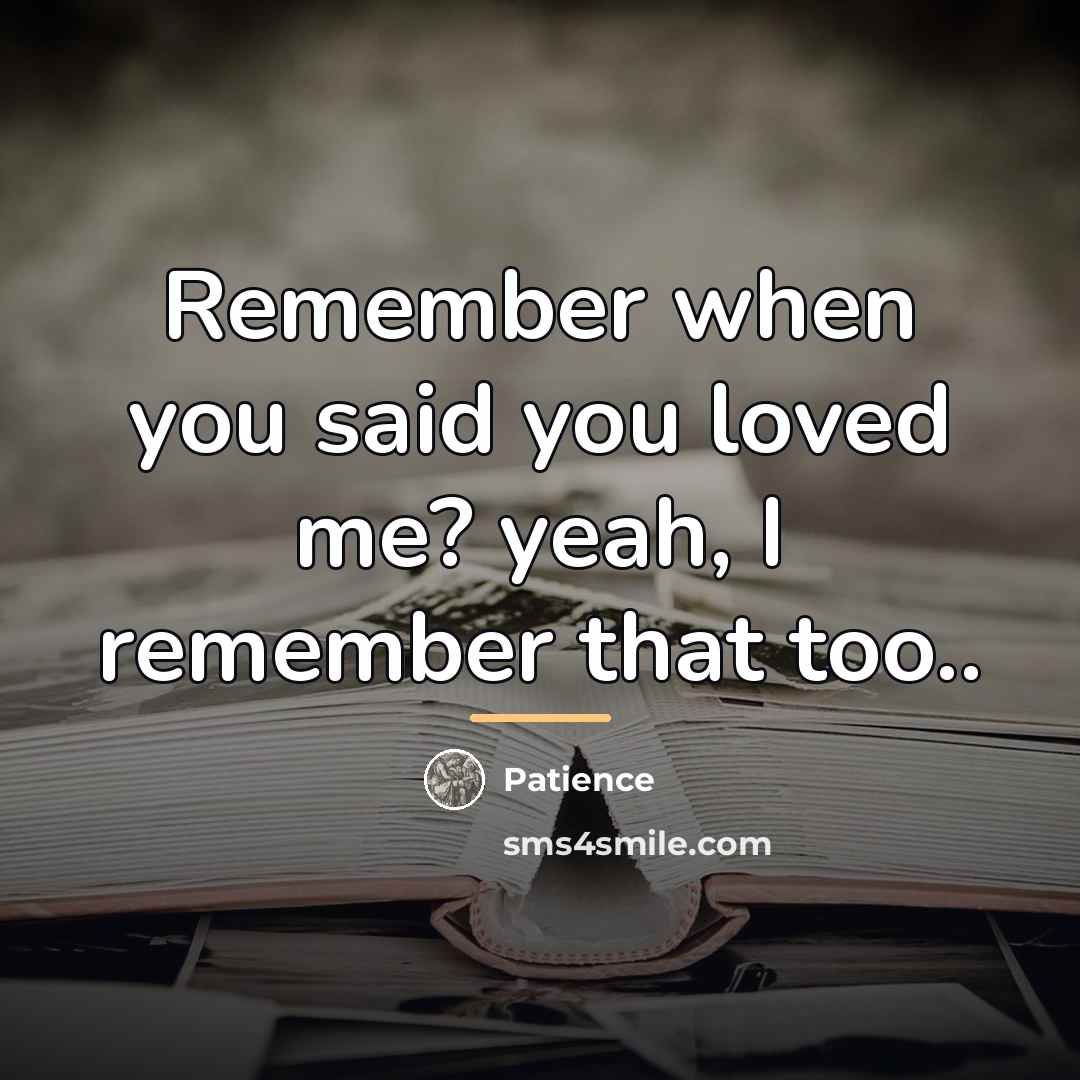 “Remember when you said you loved me? yeah, I remember…” quote by Patience