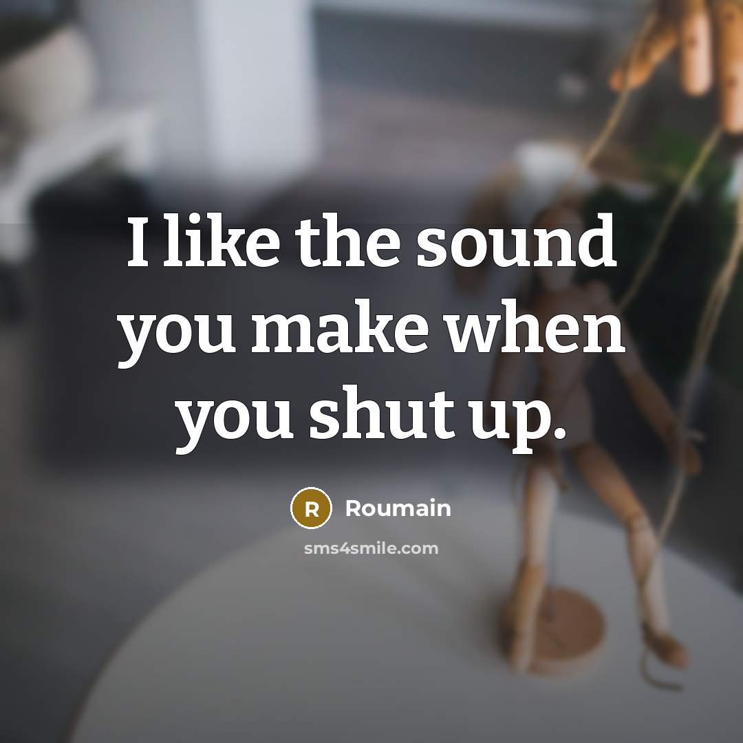 “I like the sound you make when you shut up.…” quote by Roumain
