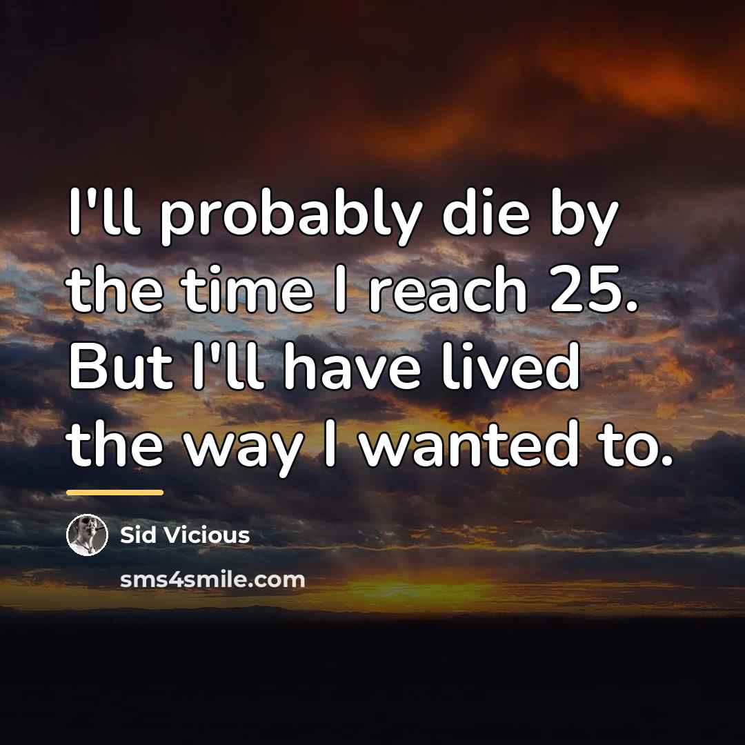 “I'll probably die by the time I reach 25. But…” quote by Sid Vicious