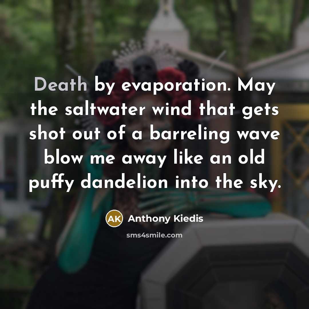 “Death by evaporation. May the saltwater wind that gets shot…” quote by Anthony Kiedis