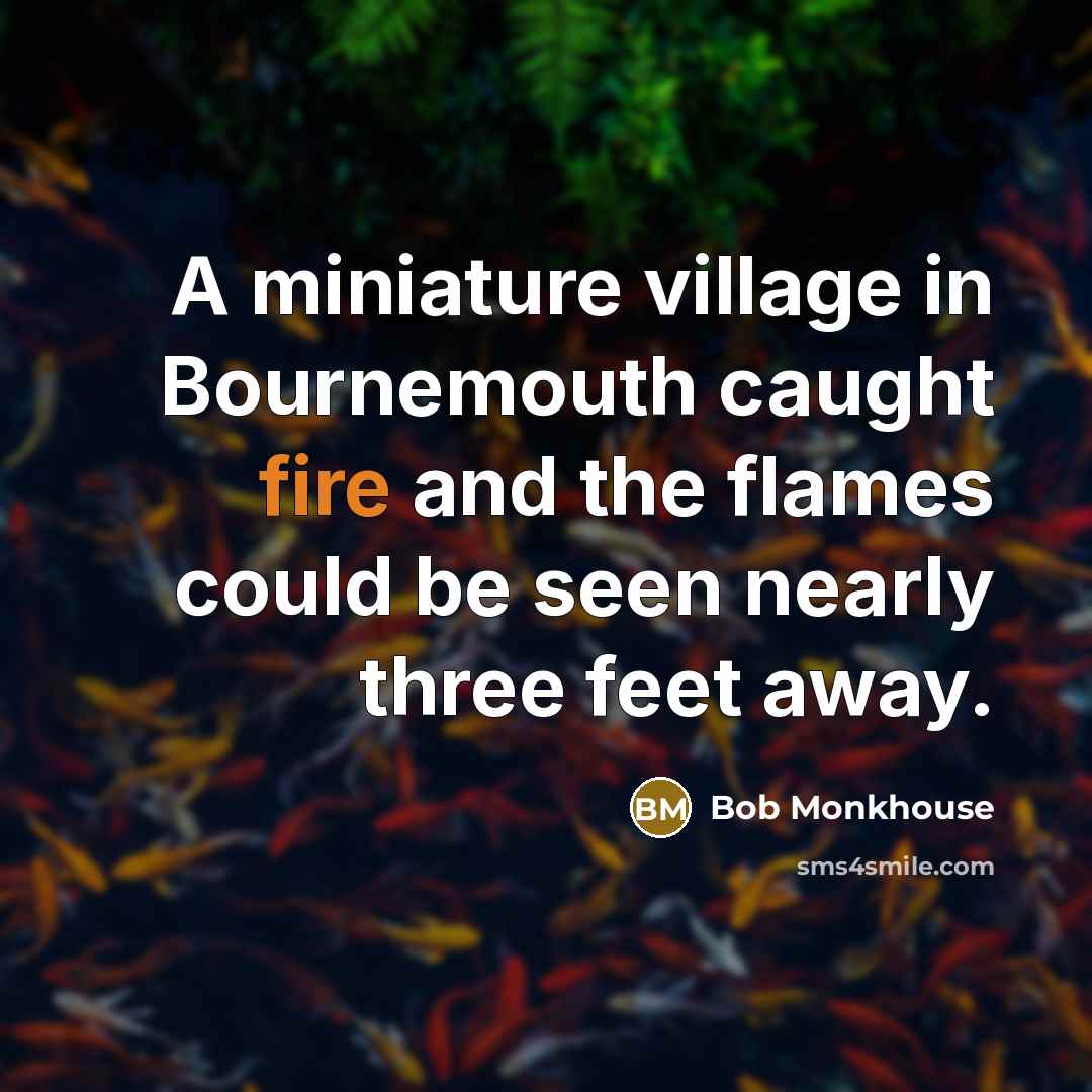 “A miniature village in Bournemouth caught fire and the flames…” quote by Bob Monkhouse