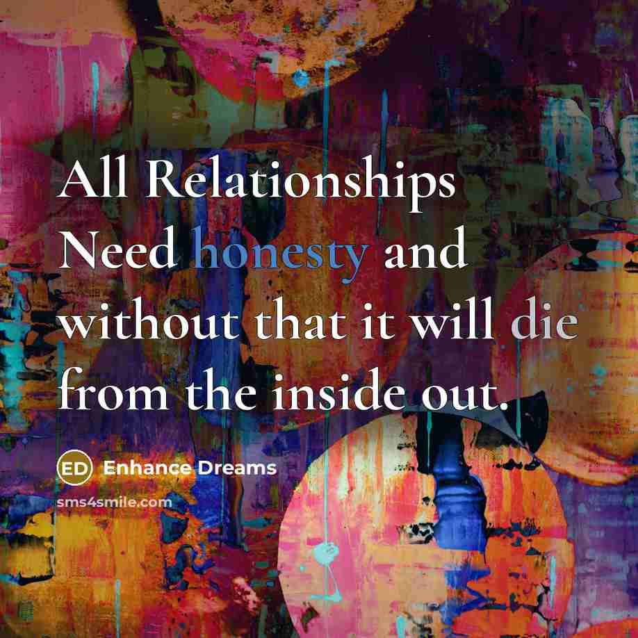 “All Relationships Need honesty and without that it will die…” quote by Enhance Dreams