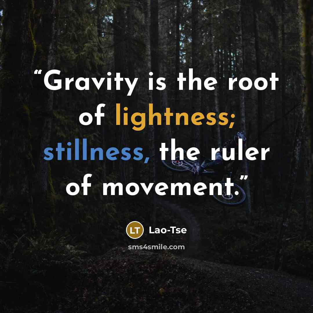 “Gravity is the root of lightness; stillness, the ruler of movement.” quote by Lao-Tse