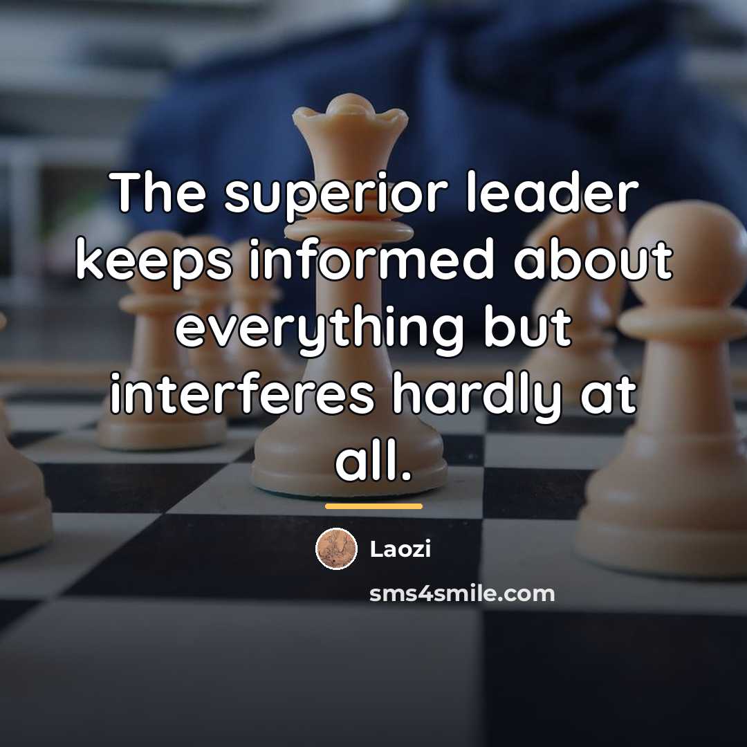 “The superior leader keeps informed about everything but interferes hardly…” quote by Laozi