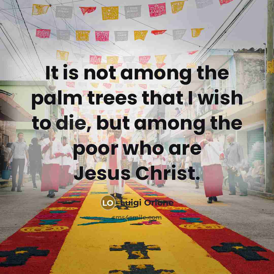 “It is not among the palm trees that I wish…” quote by Luigi Orione