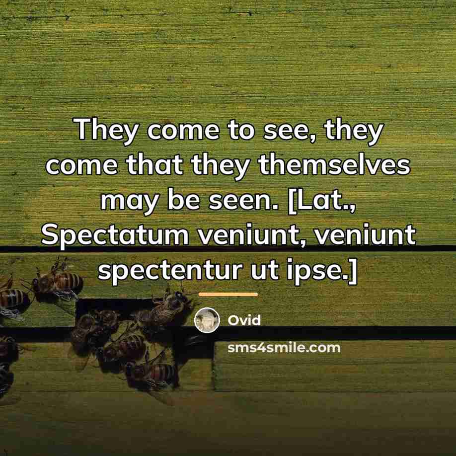 “They come to see, they come that they themselves may…” quote by Ovid