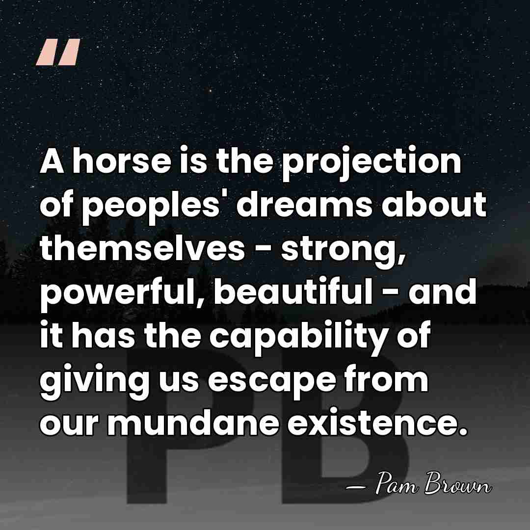 A horse is the projection of peoples' dreams about themselves - strong,&hellip; - Pam Brown