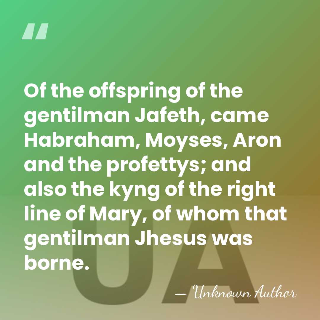 Of the offspring of the gentilman Jafeth, came Habraham, Moyses, Aron and&hellip; - Juliana Berners