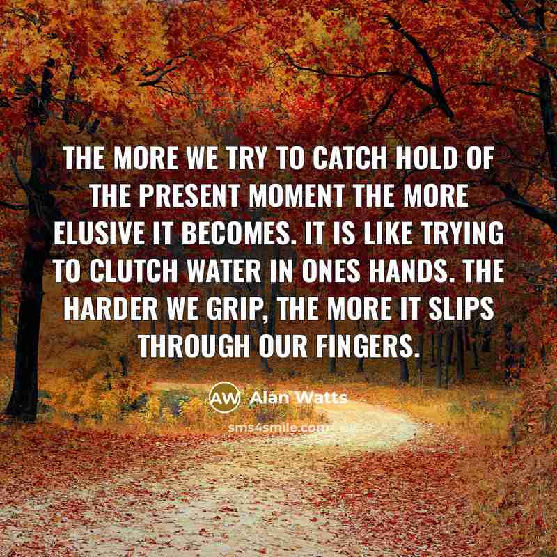 “The more we try to catch hold of the present…” quote by Alan Watts