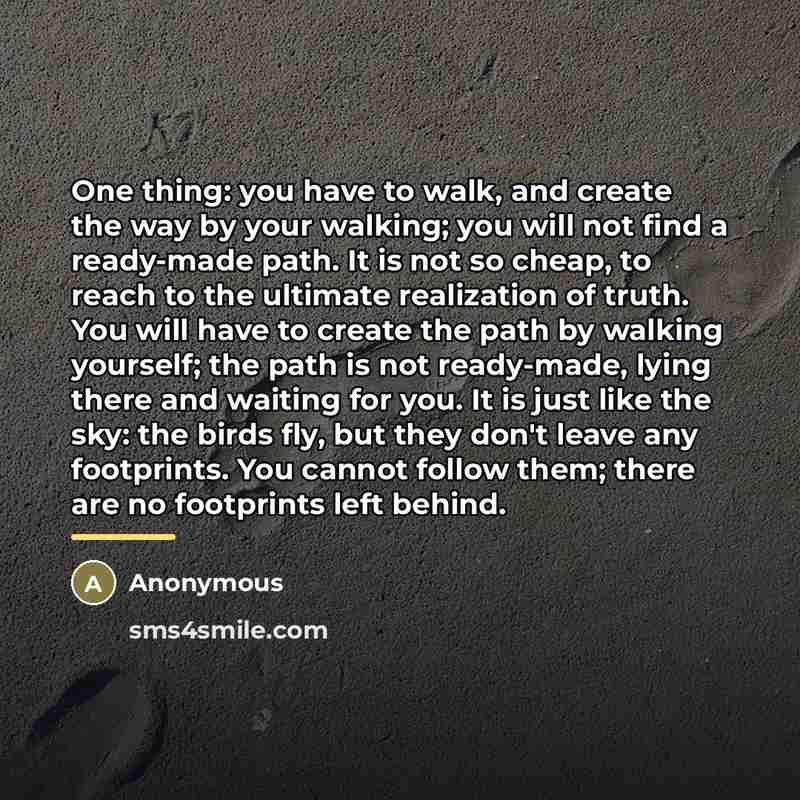 “One thing: you have to walk, and create the way…” quote by Anonymous