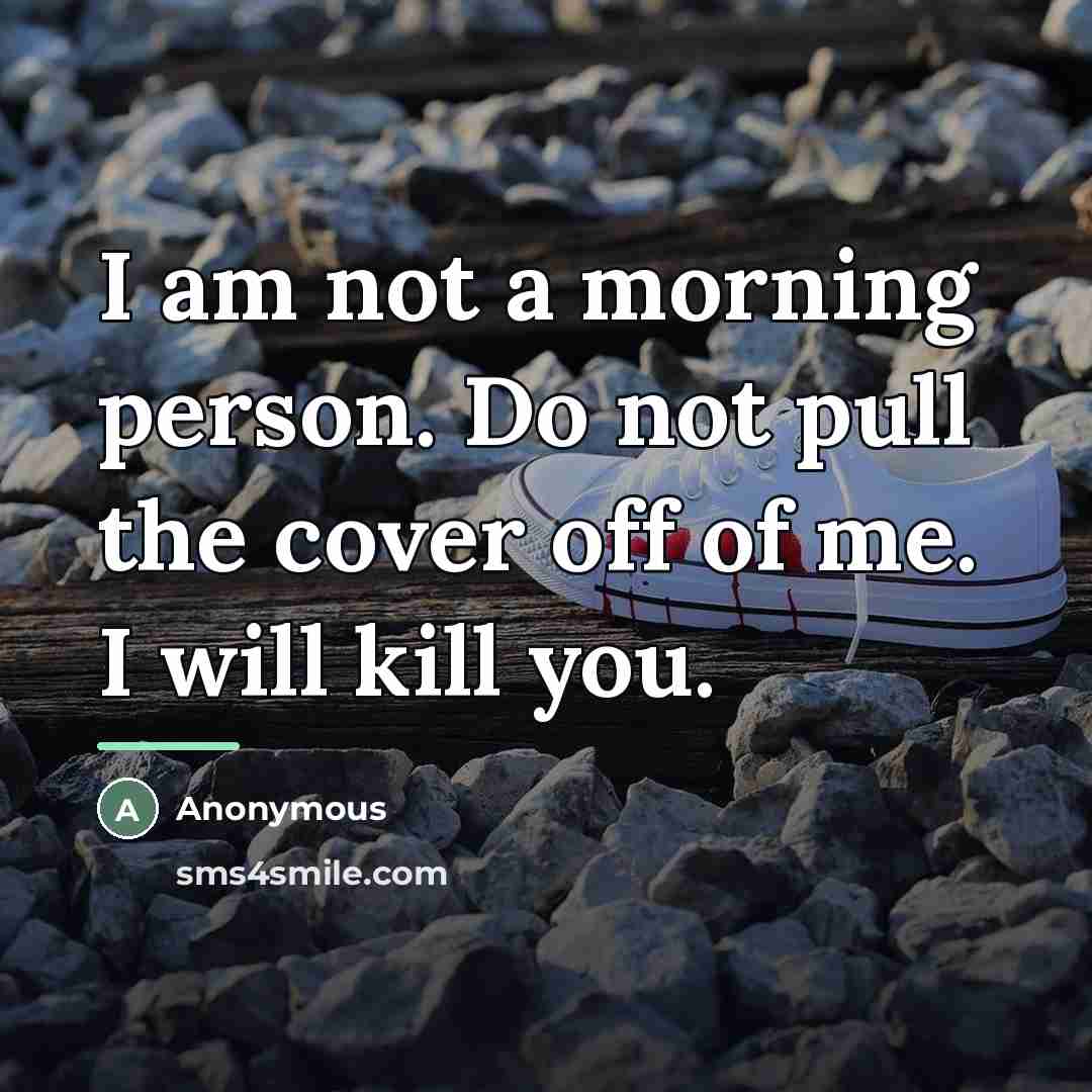 “I am not a morning person. Do not pull the…” quote by Anonymous