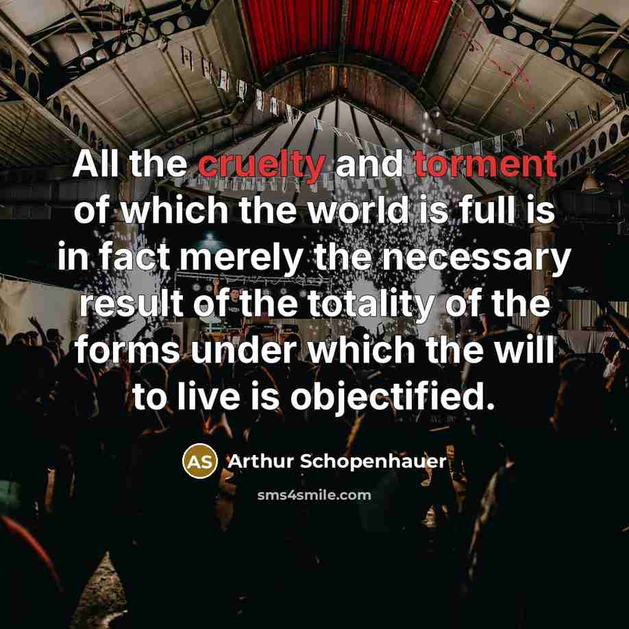 “All the cruelty and torment of which the world is…” quote by Arthur Schopenhauer