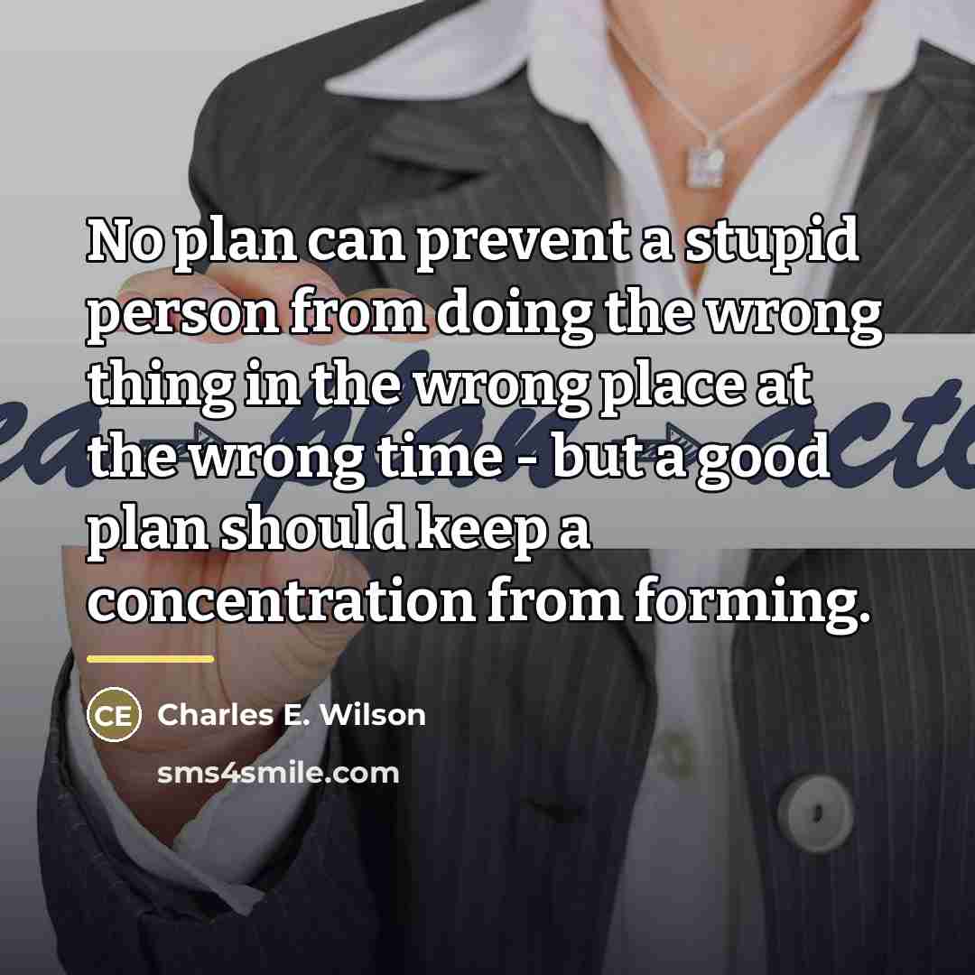 “No plan can prevent a stupid person from doing the…” quote by Charles E. Wilson