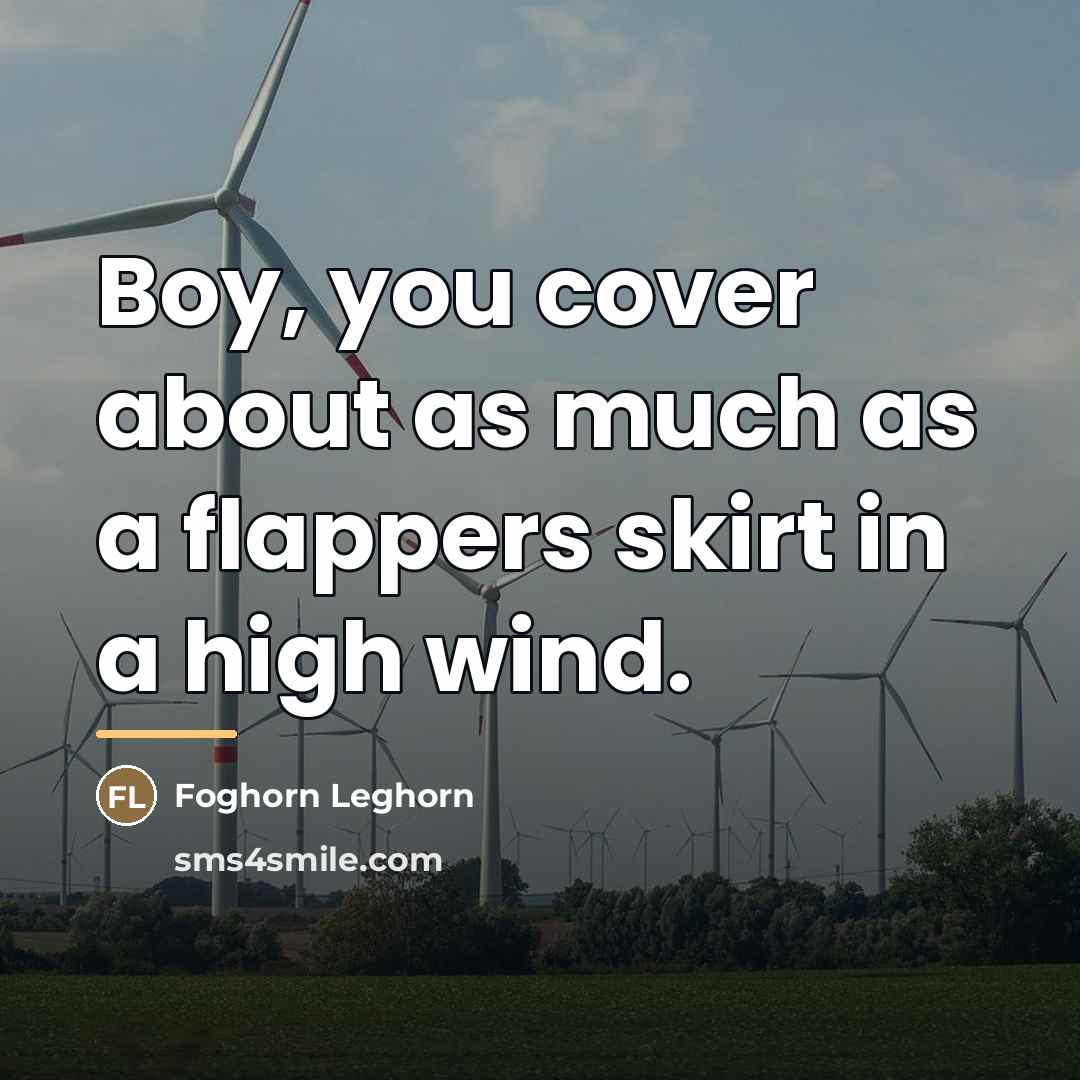 “Boy, you cover about as much as a flappers skirt…” quote by Foghorn Leghorn
