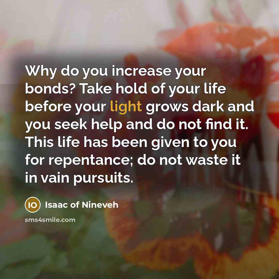 “Why do you increase your bonds? Take hold of your…” quote by Isaac of Nineveh