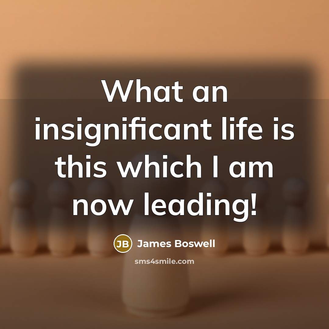 “What an insignificant life is this which I am now…” quote by James Boswell