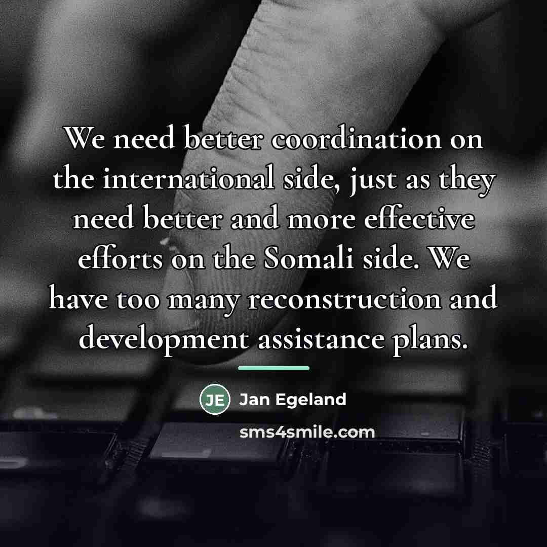 “We need better coordination on the international side, just as…” quote by Jan Egeland