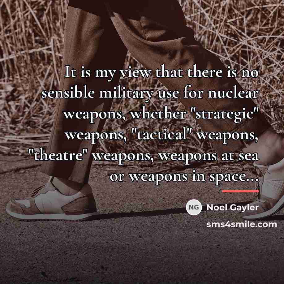 “It is my view that there is no sensible military…” quote by Noel Gayler