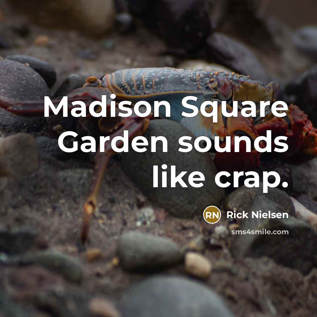 “Madison Square Garden sounds like crap.…” quote by Rick Nielsen