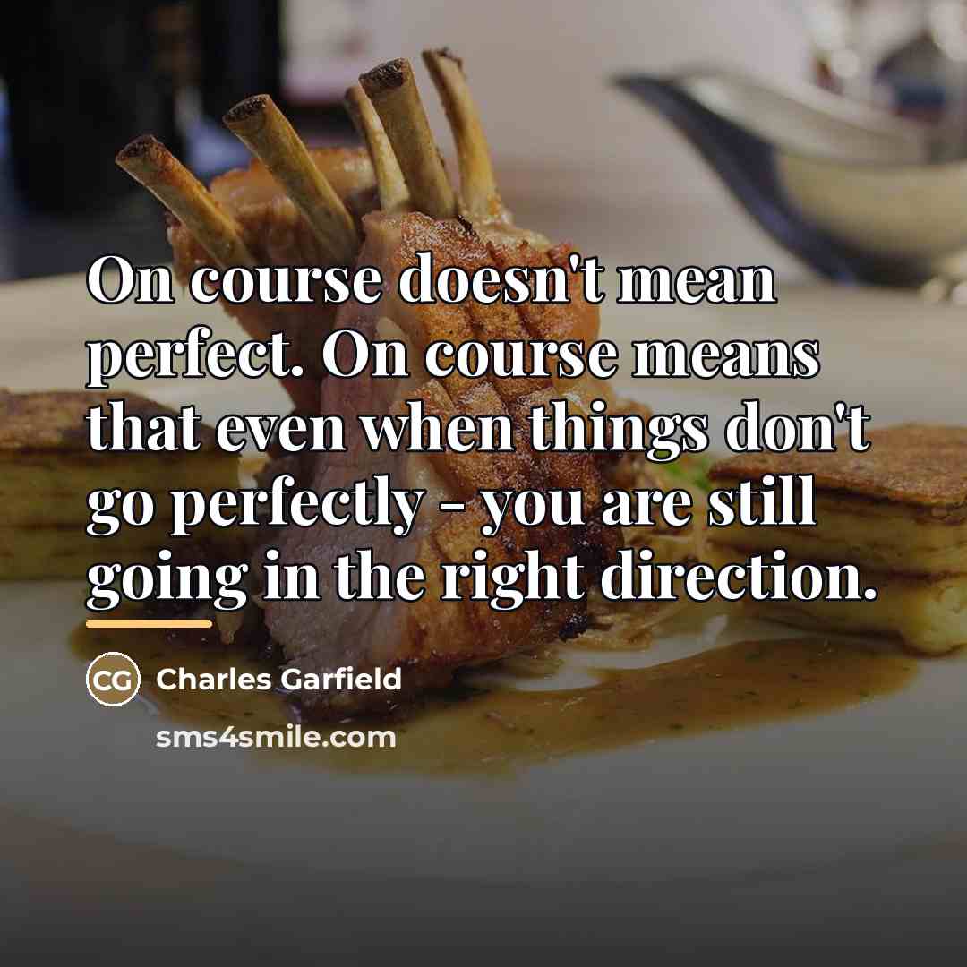 “On course doesn't mean perfect. On course means that even…” quote by Charles Garfield