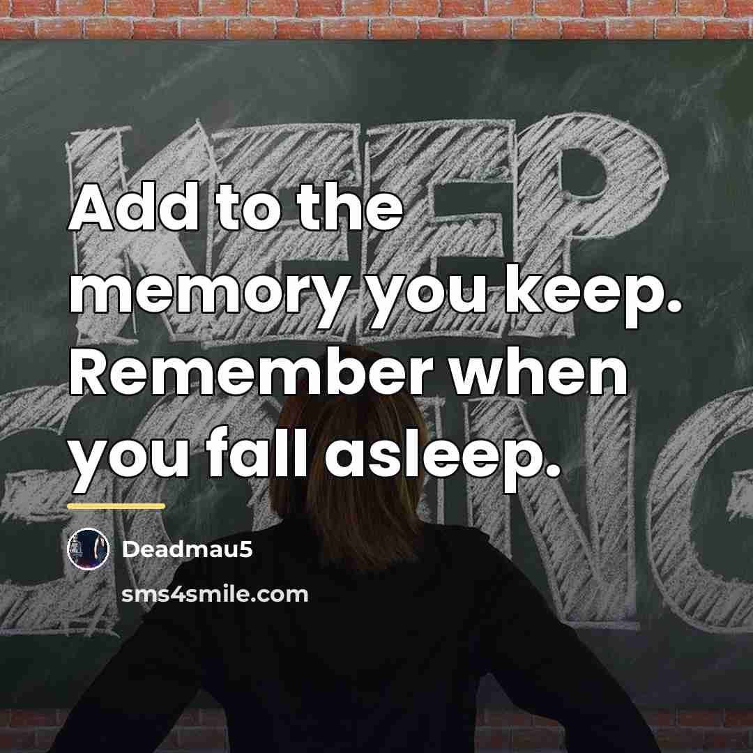 “Add to the memory you keep. Remember when you fall…” quote by Deadmau5