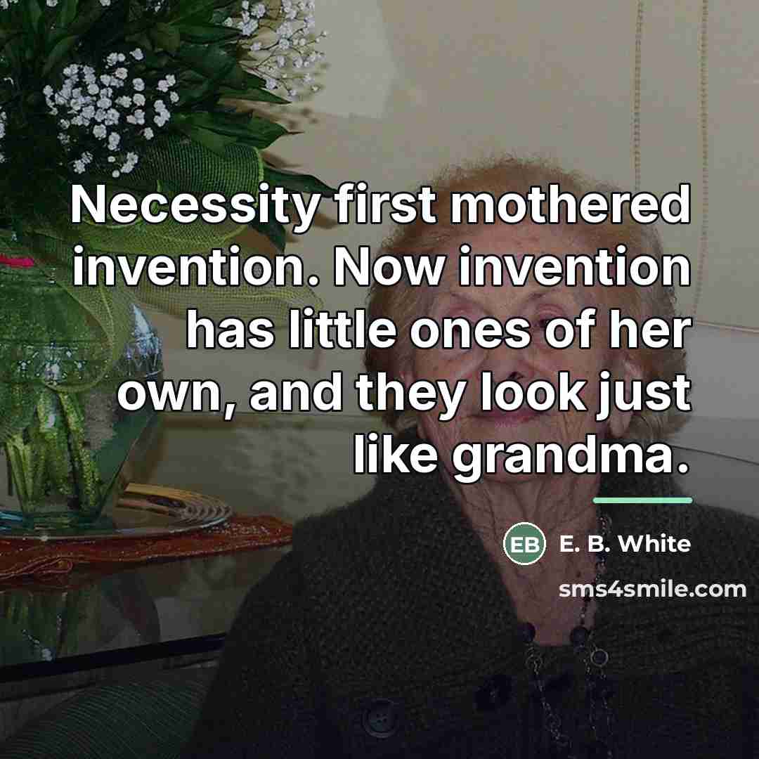 “Necessity first mothered invention. Now invention has little ones of…” quote by E. B. White