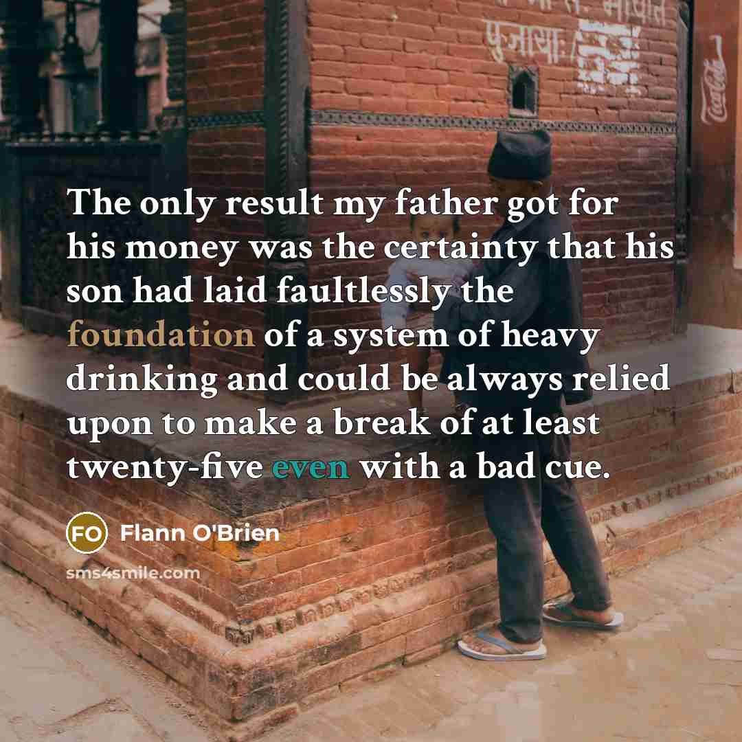“The only result my father got for his money was…” quote by Flann O'Brien