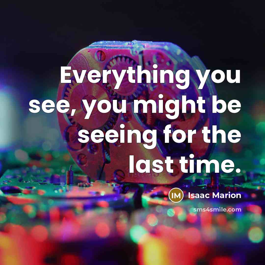 “Everything you see, you might be seeing for the last…” quote by Isaac Marion
