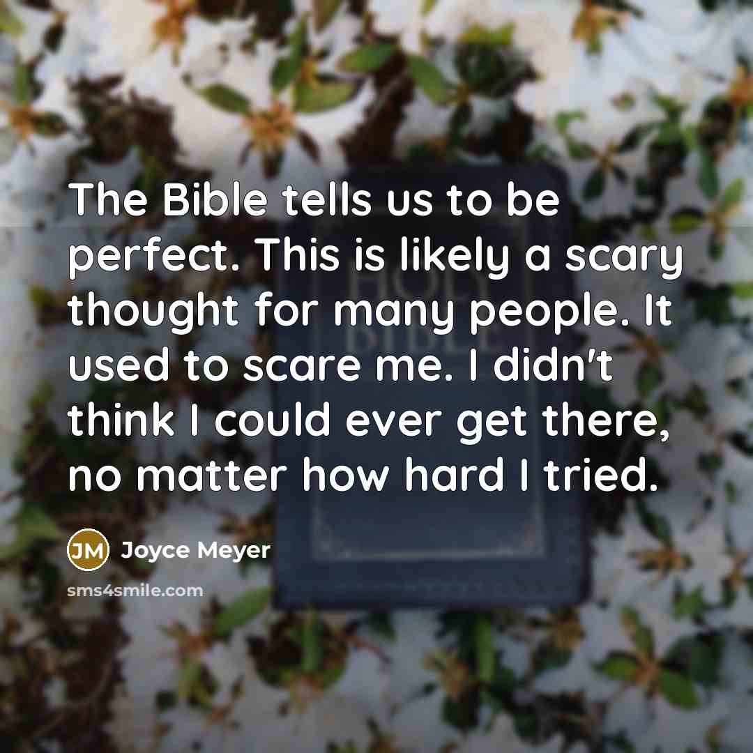 “The Bible tells us to be perfect. This is likely…” quote by Joyce Meyer