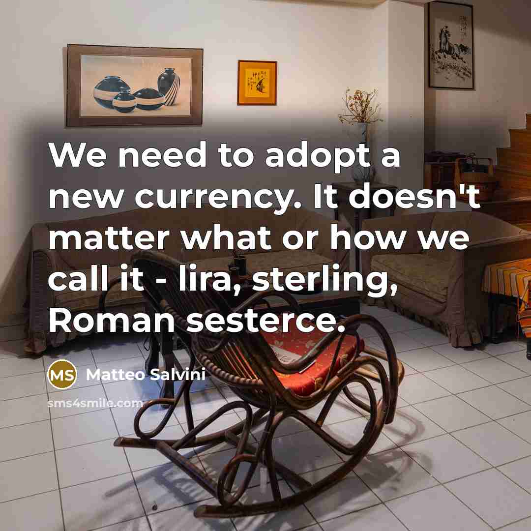 “We need to adopt a new currency. It doesn't matter…” quote by Matteo Salvini