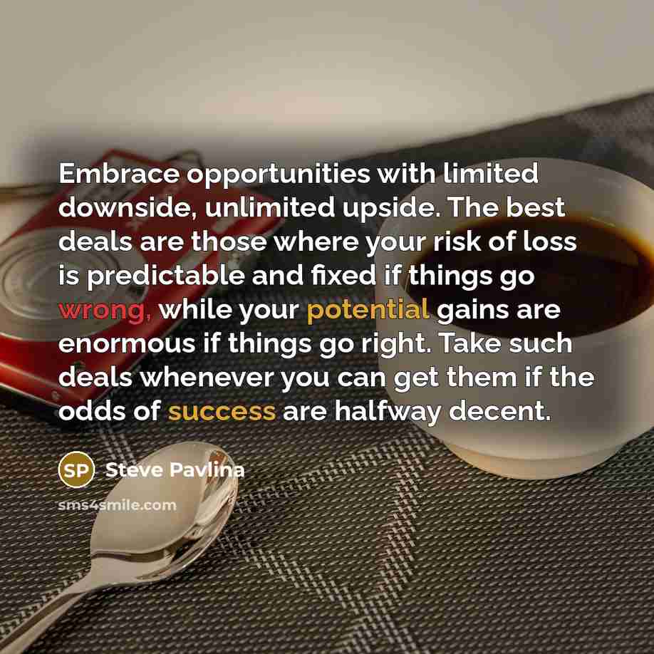 “Embrace opportunities with limited downside, unlimited upside. The best deals…” quote by Steve Pavlina