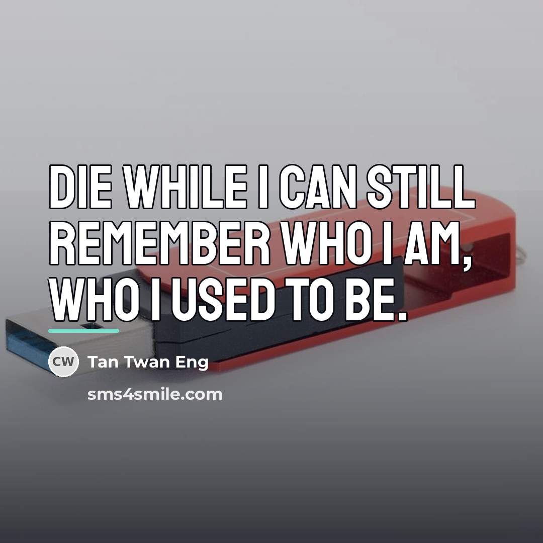 “Die while I can still remember who I am, who…” quote by Tan Twan Eng