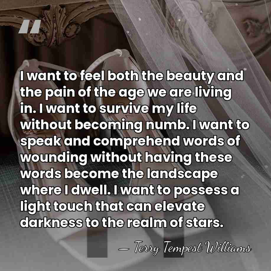 I want to feel both the beauty and the pain of the&hellip; - Terry Tempest Williams