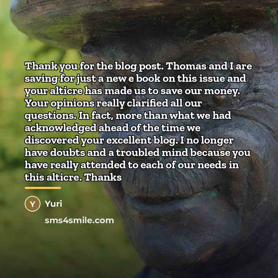 “Thank you for the blog post. Thomas and I are…” quote by Yuri
