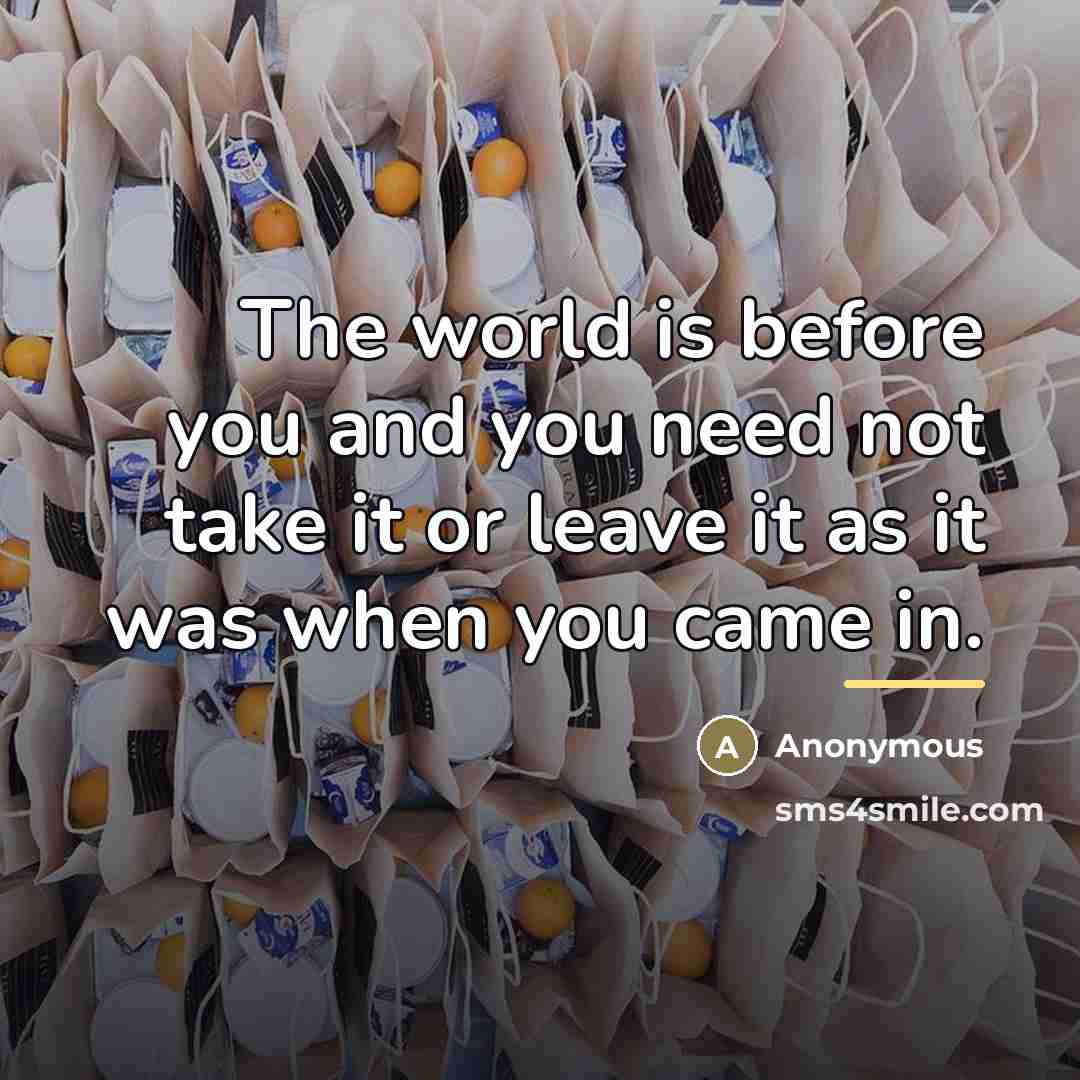 “The world is before you and you need not take…” quote by Anonymous