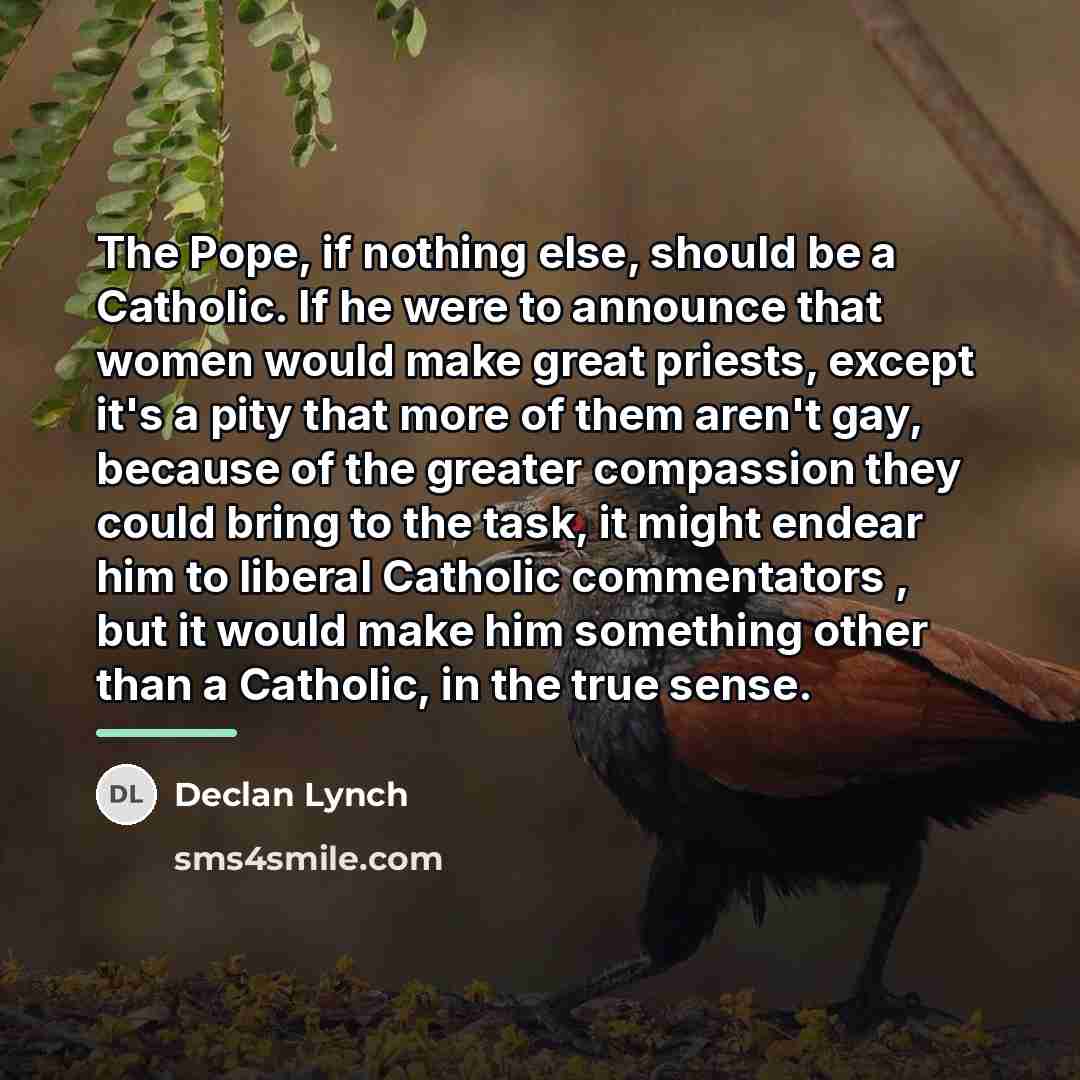 “The Pope, if nothing else, should be a Catholic. If…” quote by Declan Lynch