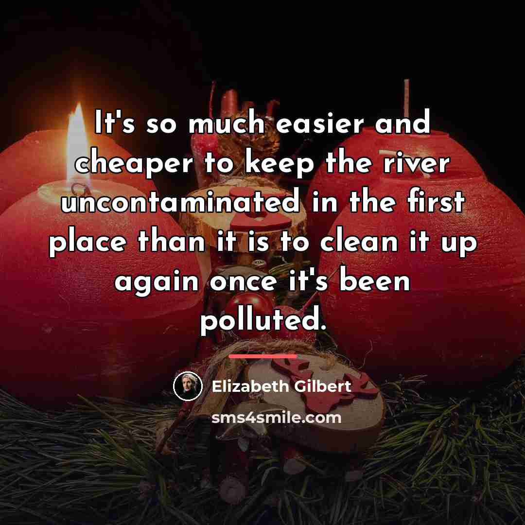 “It's so much easier and cheaper to keep the river…” quote by Elizabeth Gilbert