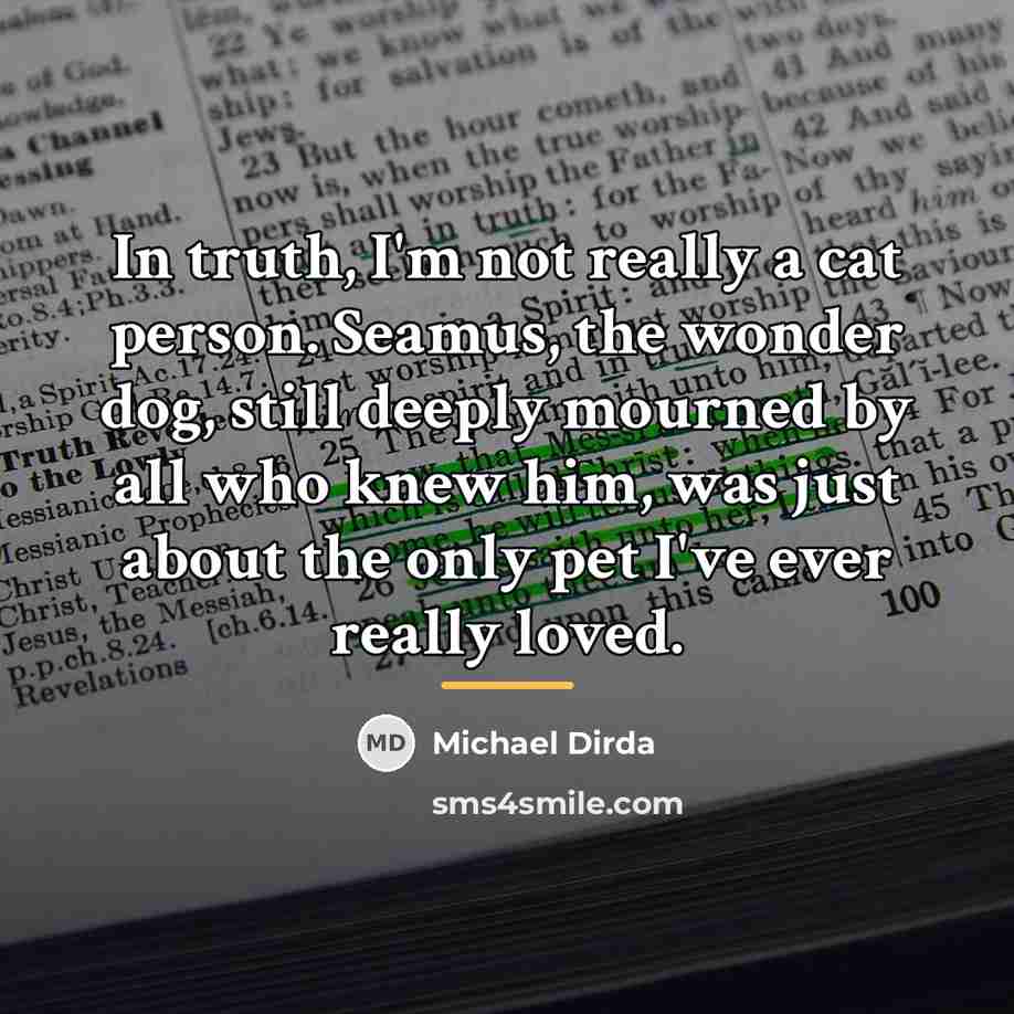 “In truth, I'm not really a cat person. Seamus, the…” quote by Michael Dirda