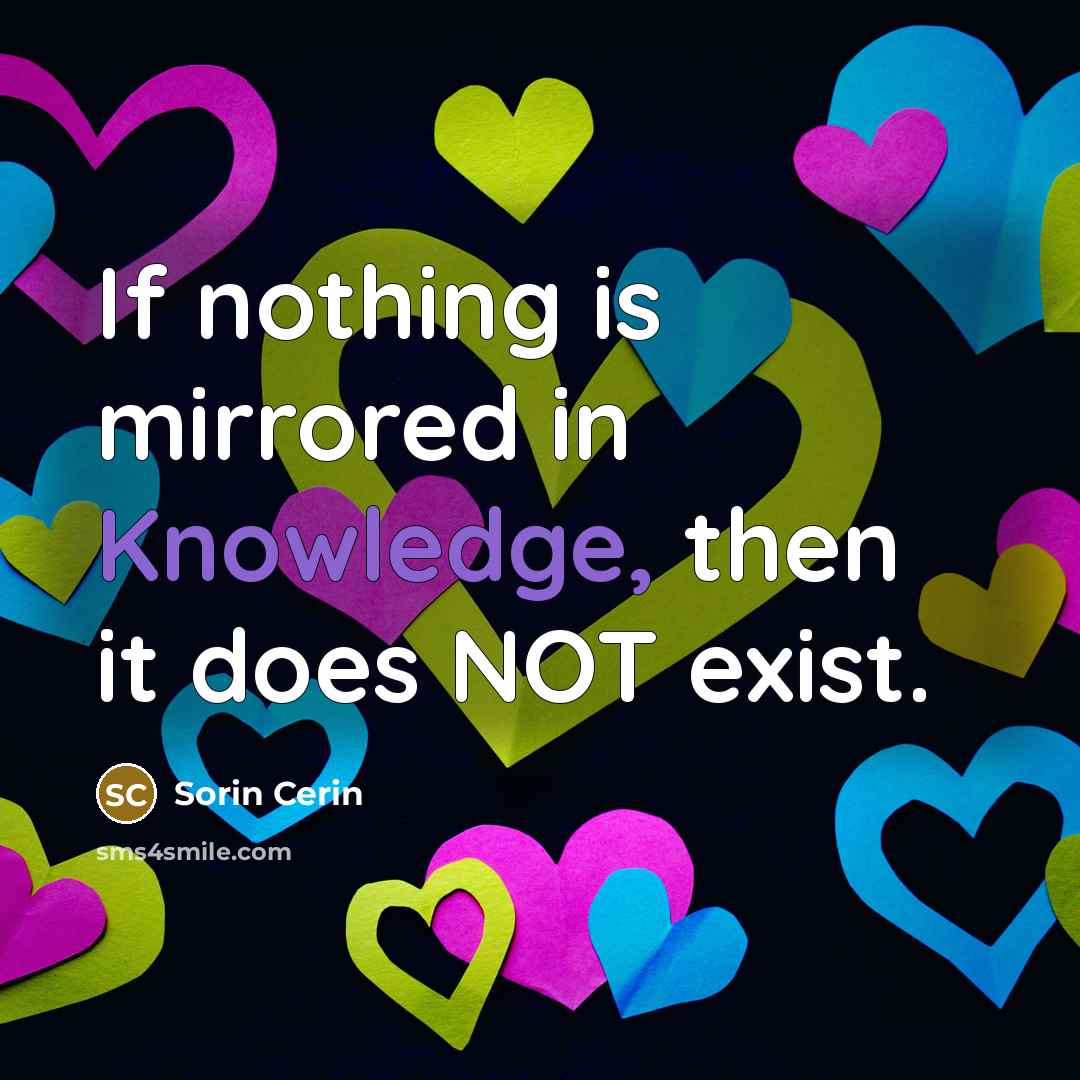 “If nothing is mirrored in Knowledge, then it does NOT exist.” quote by Sorin Cerin