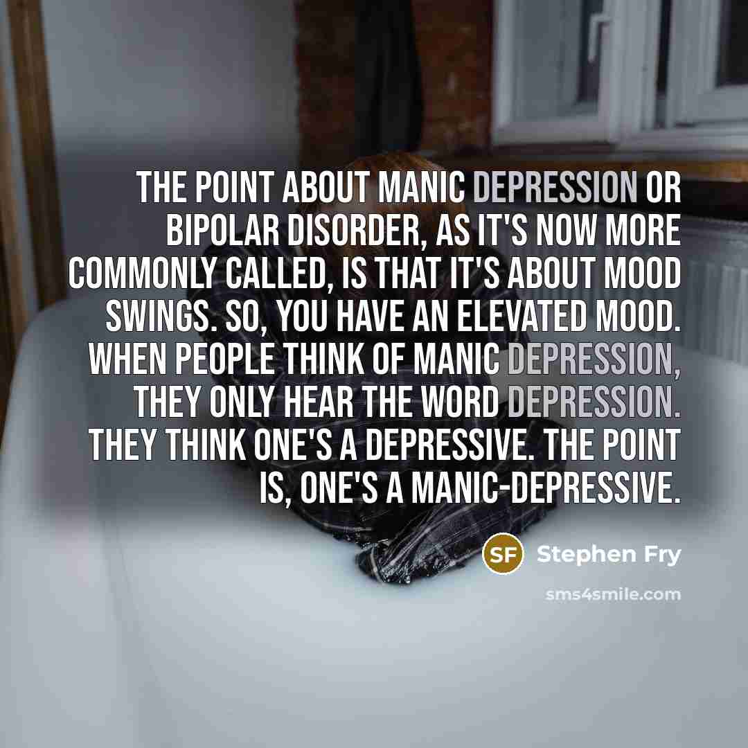 “The point about manic depression or bipolar disorder, as it's…” quote by Stephen Fry