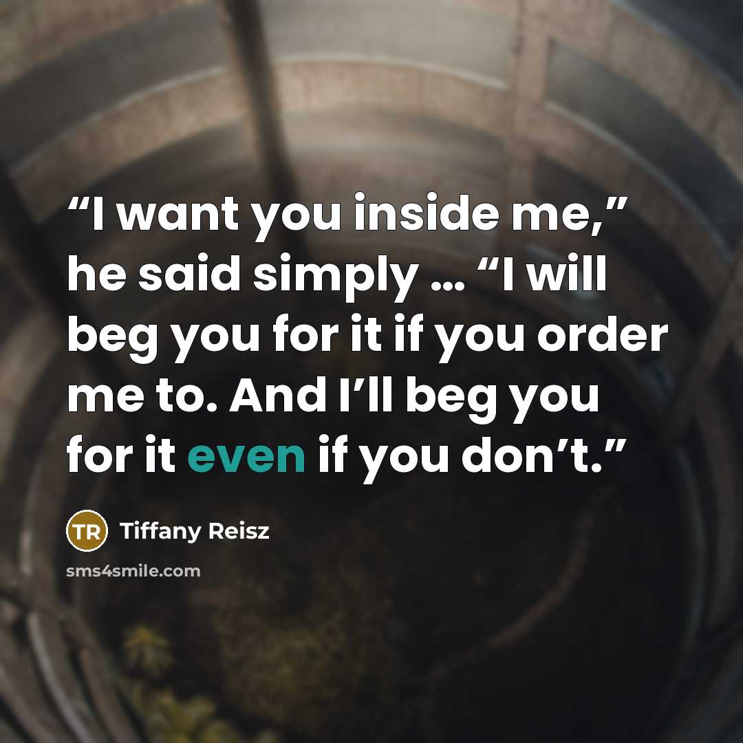 “I want you inside me,” he said simply … “I will beg you for it if you order me to. And I’ll beg you for it even if you don’t.” quote by Tiffany Reisz