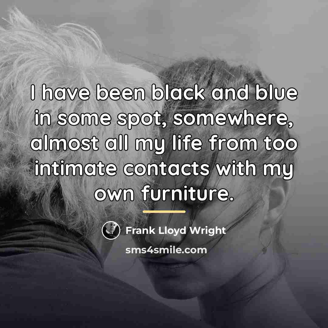 “I have been black and blue in some spot, somewhere,…” quote by Frank Lloyd Wright
