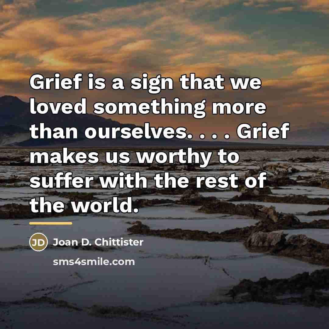 “Grief is a sign that we loved something more than…” quote by Joan D. Chittister