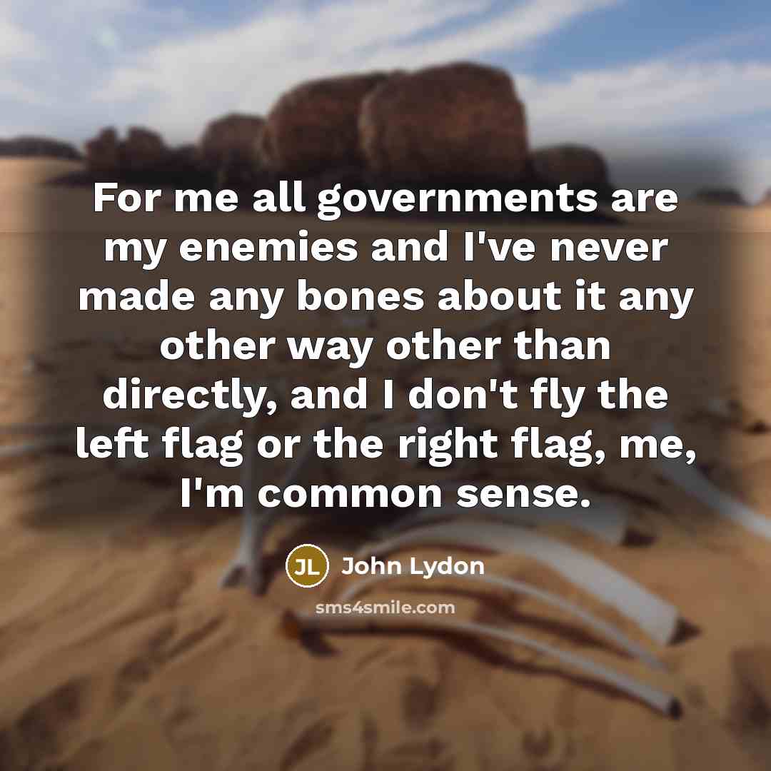 “For me all governments are my enemies and I've never…” quote by John Lydon