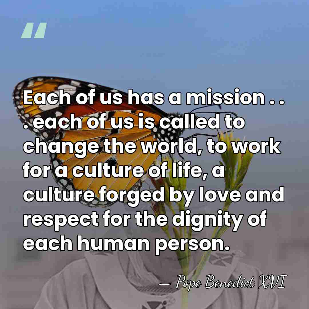 Each of us has a mission . . . each of us&hellip; - Pope Benedict XVI