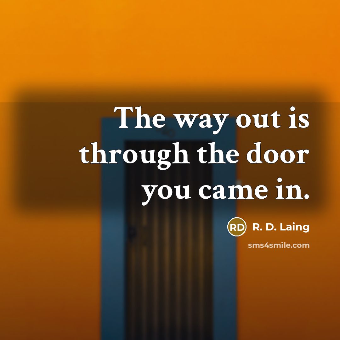 “The way out is through the door you came in.” quote by R. D. Laing