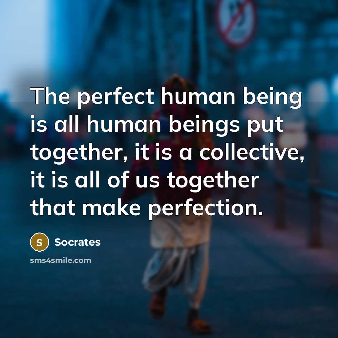 “The perfect human being is all human beings put together,…” quote by Socrates