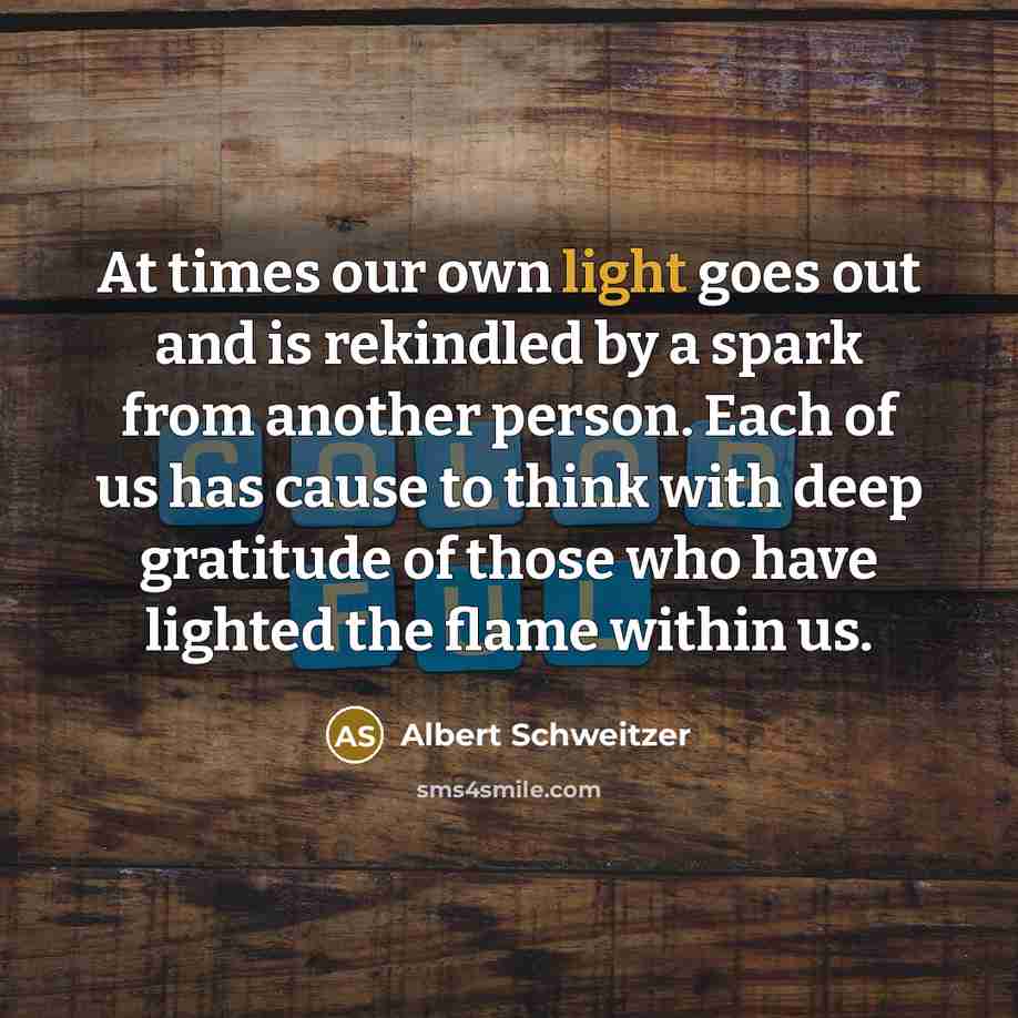 “At times our own light goes out and is rekindled…” quote by Albert Schweitzer
